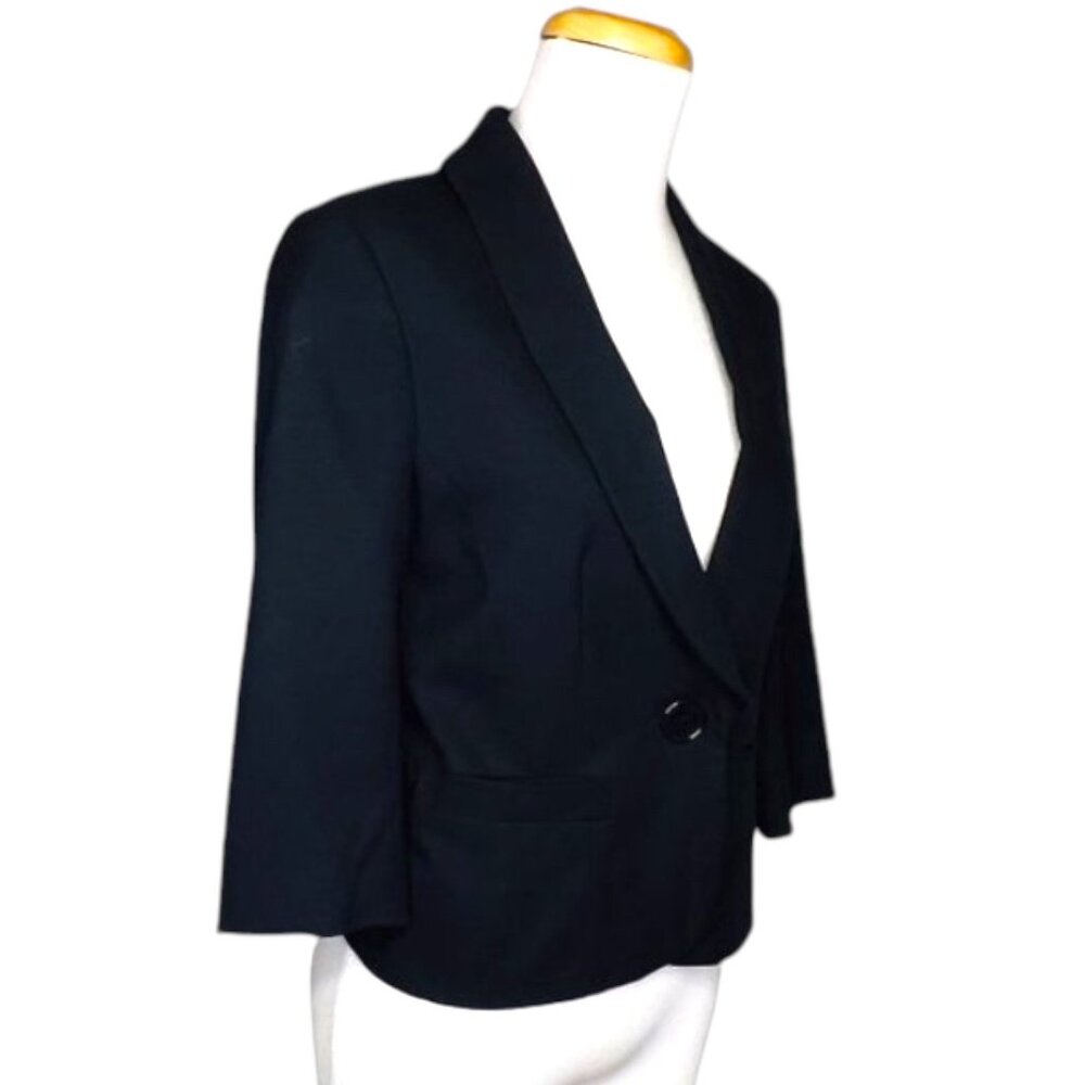 SALE❗️Trina Turk Womens Black 3/4 Sleeve Vintage Blazer Jacket SX 4 Made in USA - Picture 5 of 12